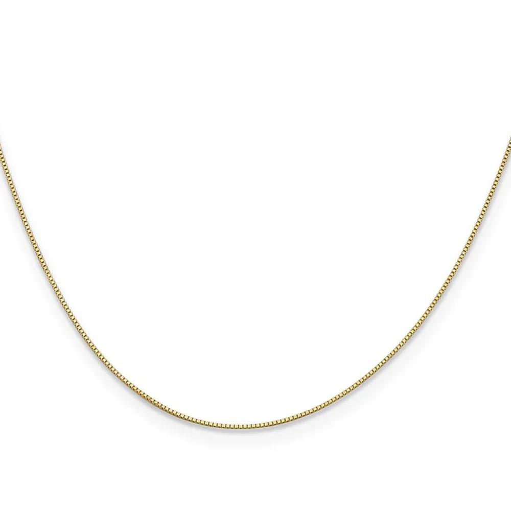 0.5mm 14K Yellow Gold Solid Box Chain Necklace