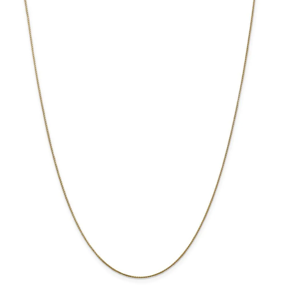 0.65mm, 14k Yellow Gold, Diamond Cut Spiga Chain Necklace