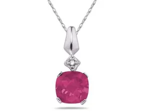 1 Carat Pink  Topaz  & Diamond Pendant In 10K White Gold