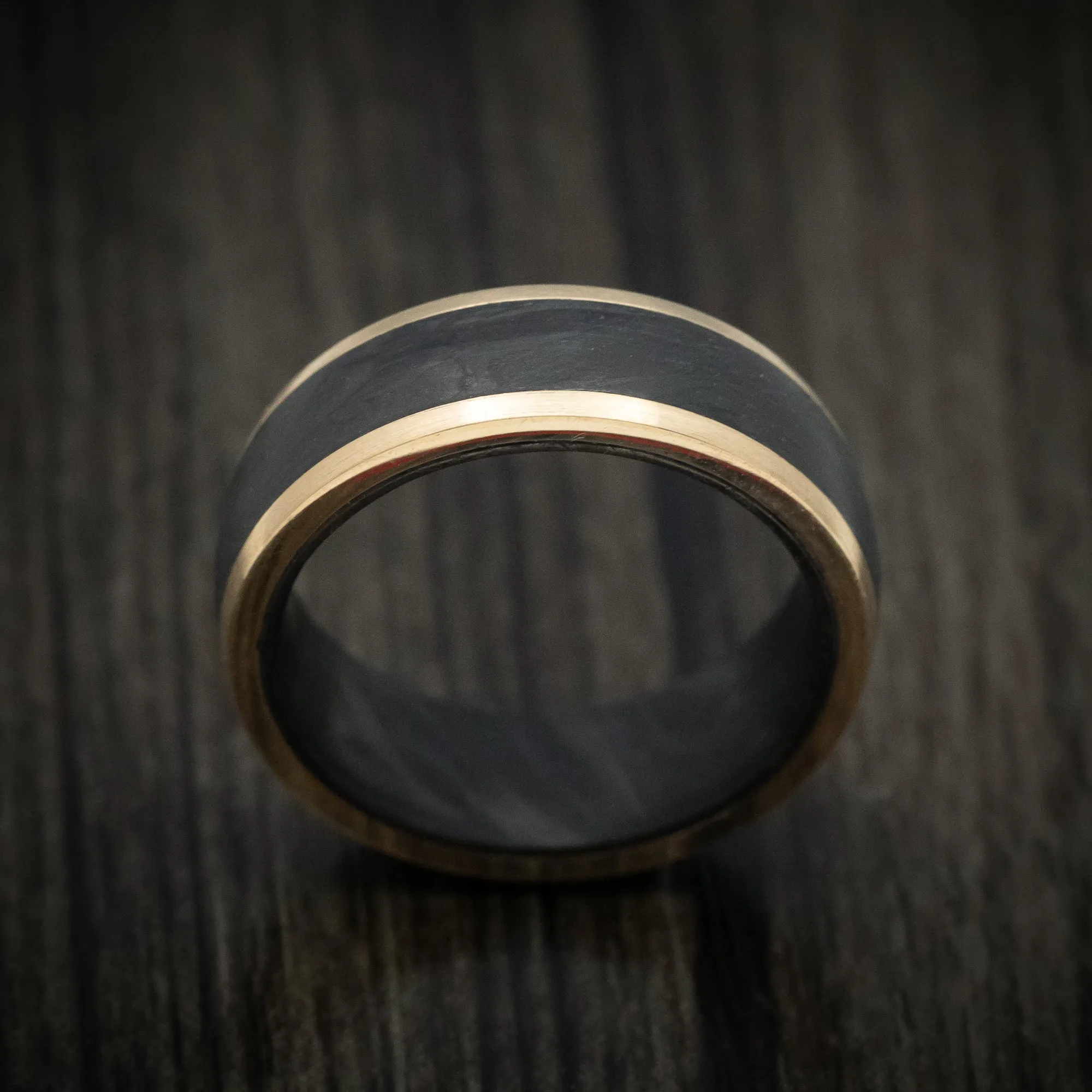 10K Gold Men's Ring with Forged Carbon Fiber Inlay and Sleeve