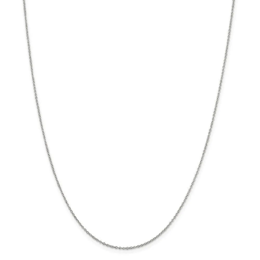 1.1mm Rhodium Plated Sterling Silver Solid Cable Chain Necklace