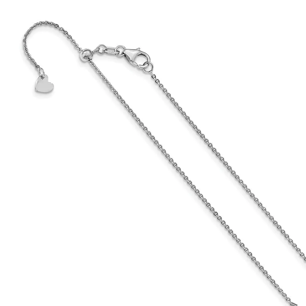 1.25mm 14k White Gold Adjustable Flat Cable Chain Necklace