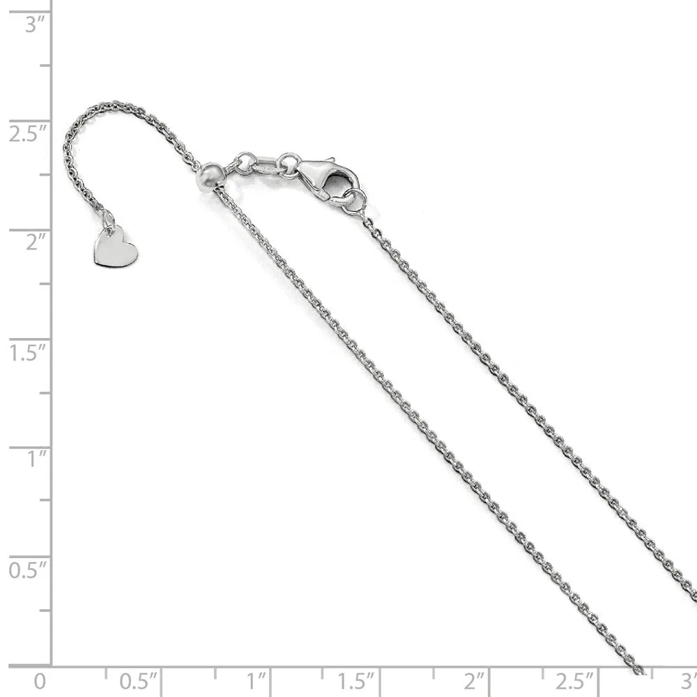 1.25mm 14k White Gold Adjustable Flat Cable Chain Necklace