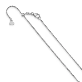 1.25mm 14k White Gold Adjustable Flat Cable Chain Necklace