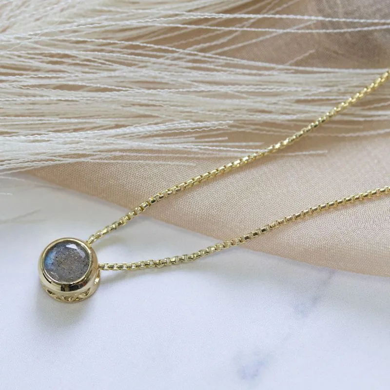 14K Gold Plated Labradorite Pendant Necklace