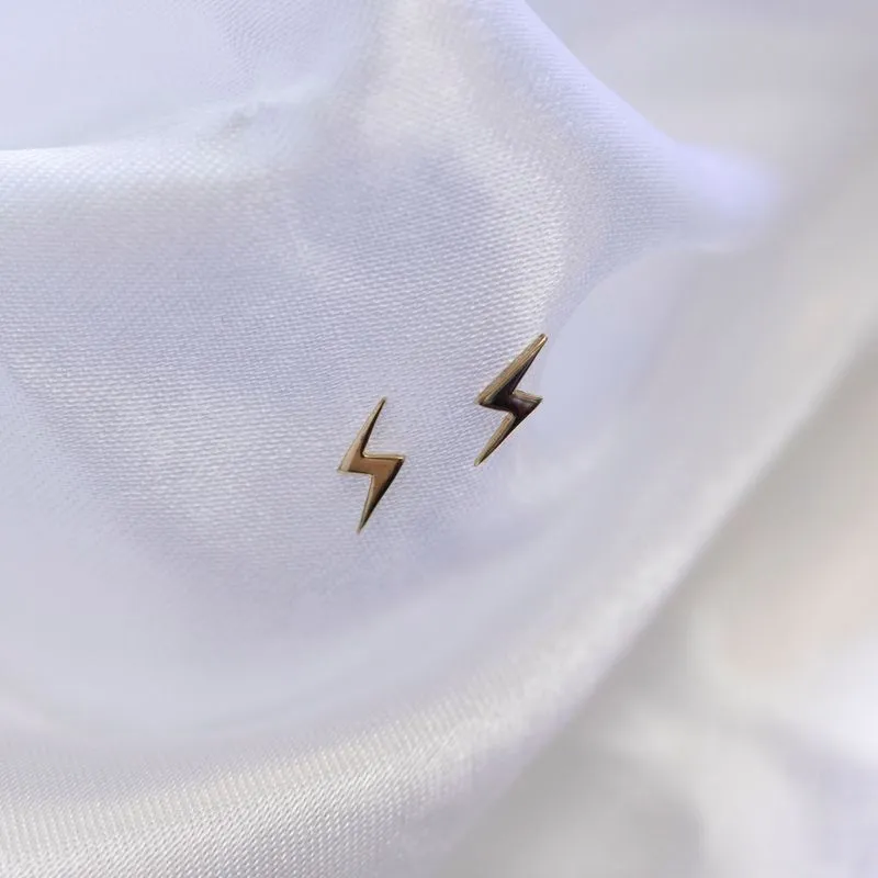 14K Yellow Gold Lightning Stud Earrings