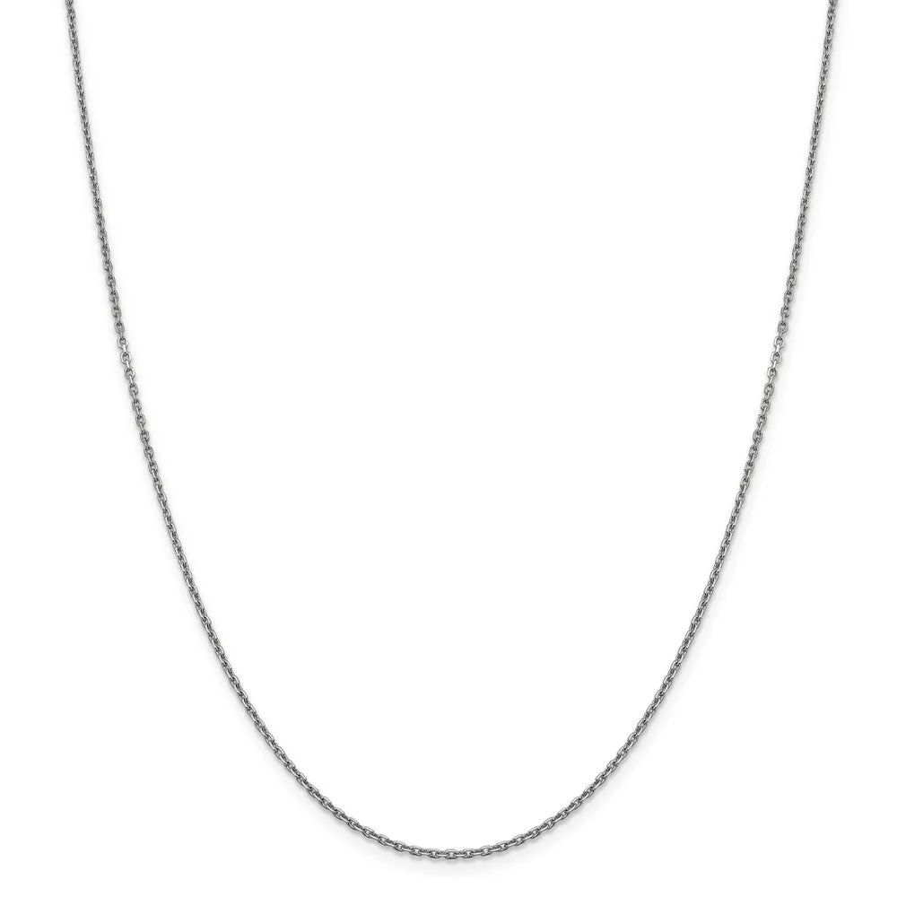 1.5mm 14k White Gold Diamond Cut Solid Rolo Chain Necklace