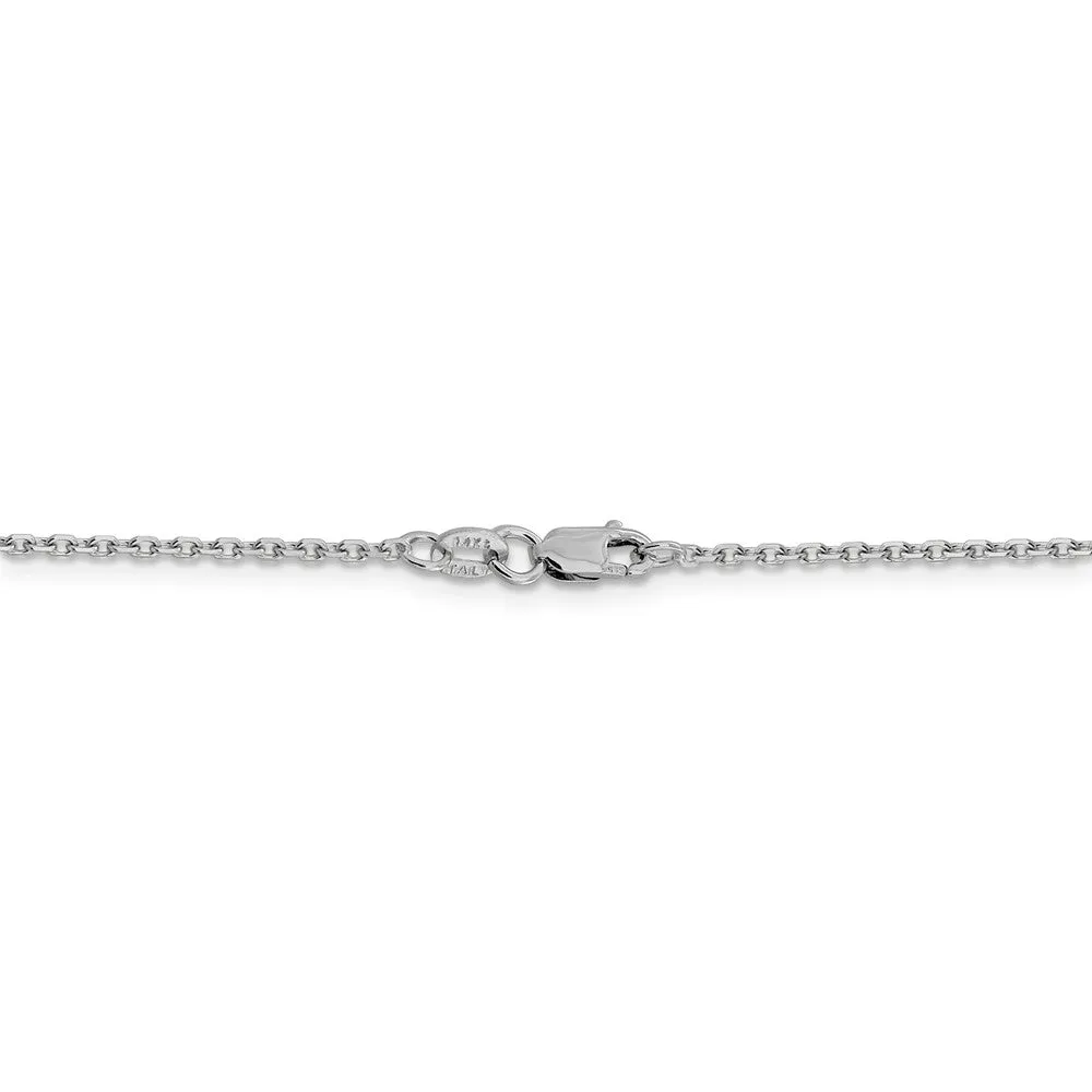 1.5mm 14k White Gold Diamond Cut Solid Rolo Chain Necklace