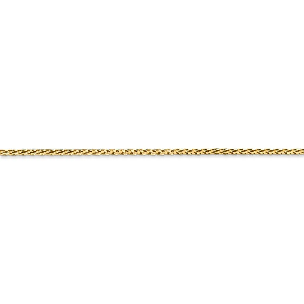 1.5mm 14k Yellow Gold Diamond Cut Round Wheat Chain Bracelet