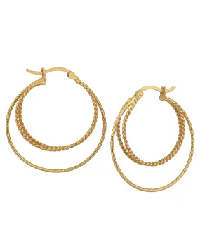 18kt Gold Plated Triple Bar Hoop Earring for women