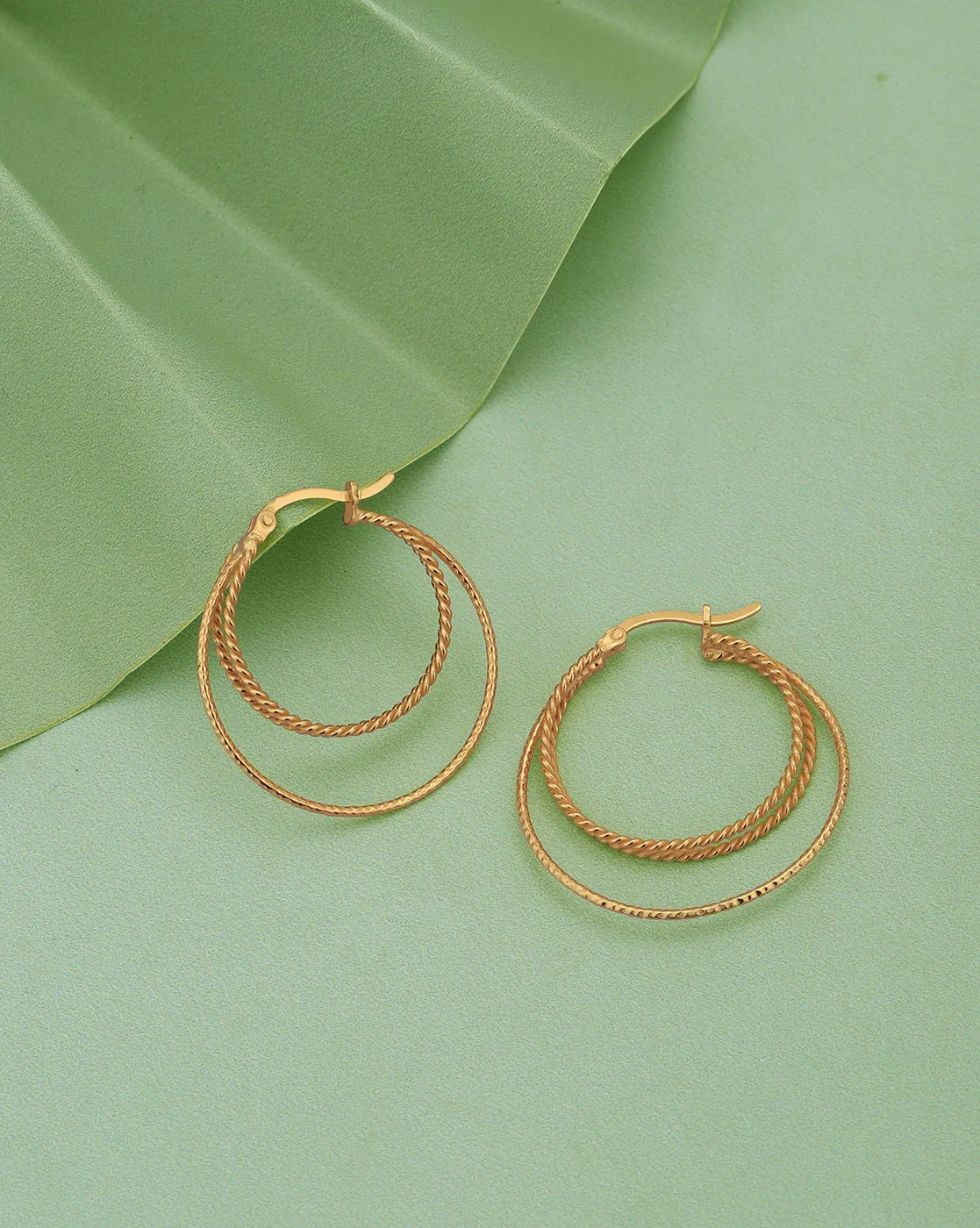 18kt Gold Plated Triple Bar Hoop Earring for women