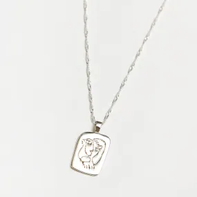 18" Rectangle Face Pendant (Silver)