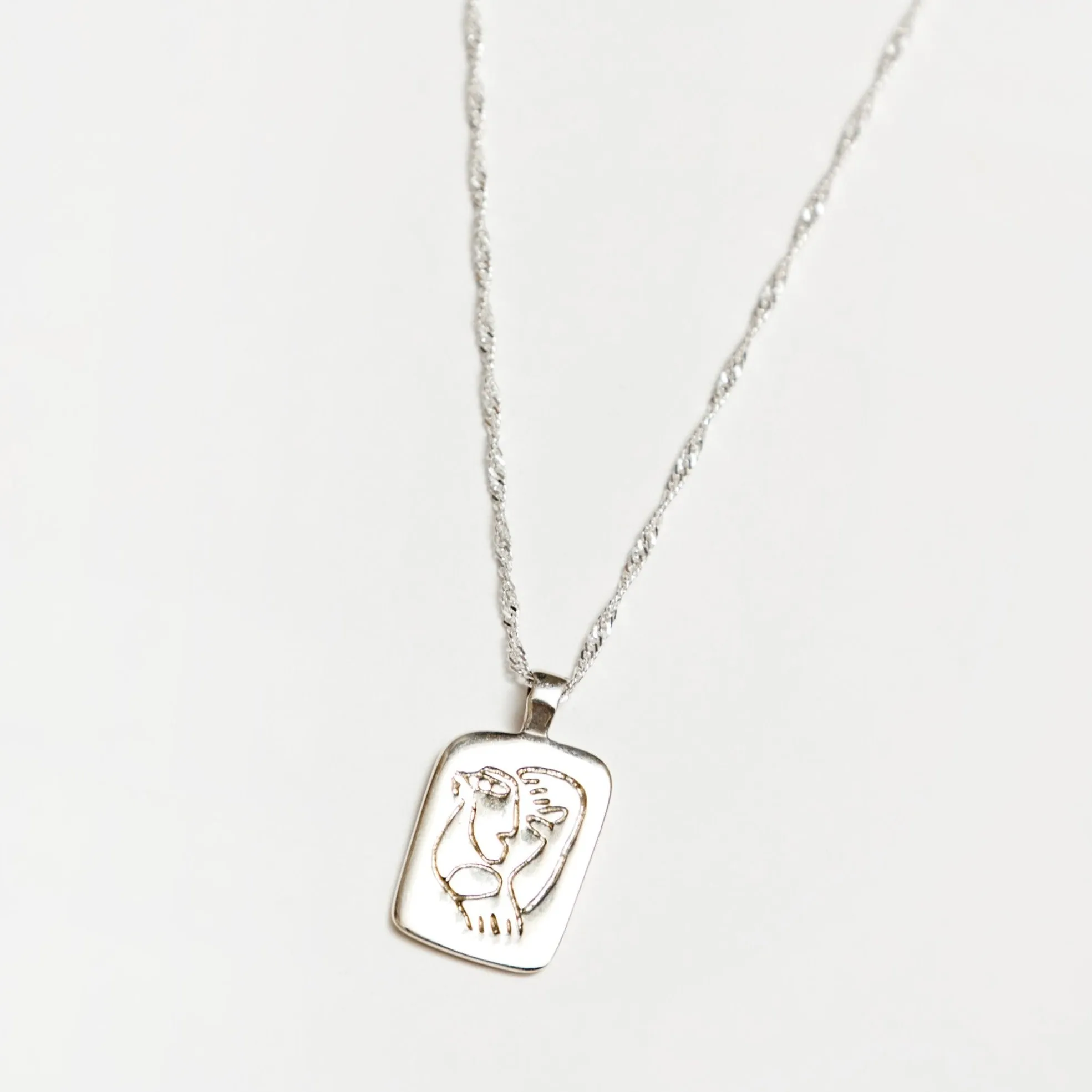 18" Rectangle Face Pendant (Silver)