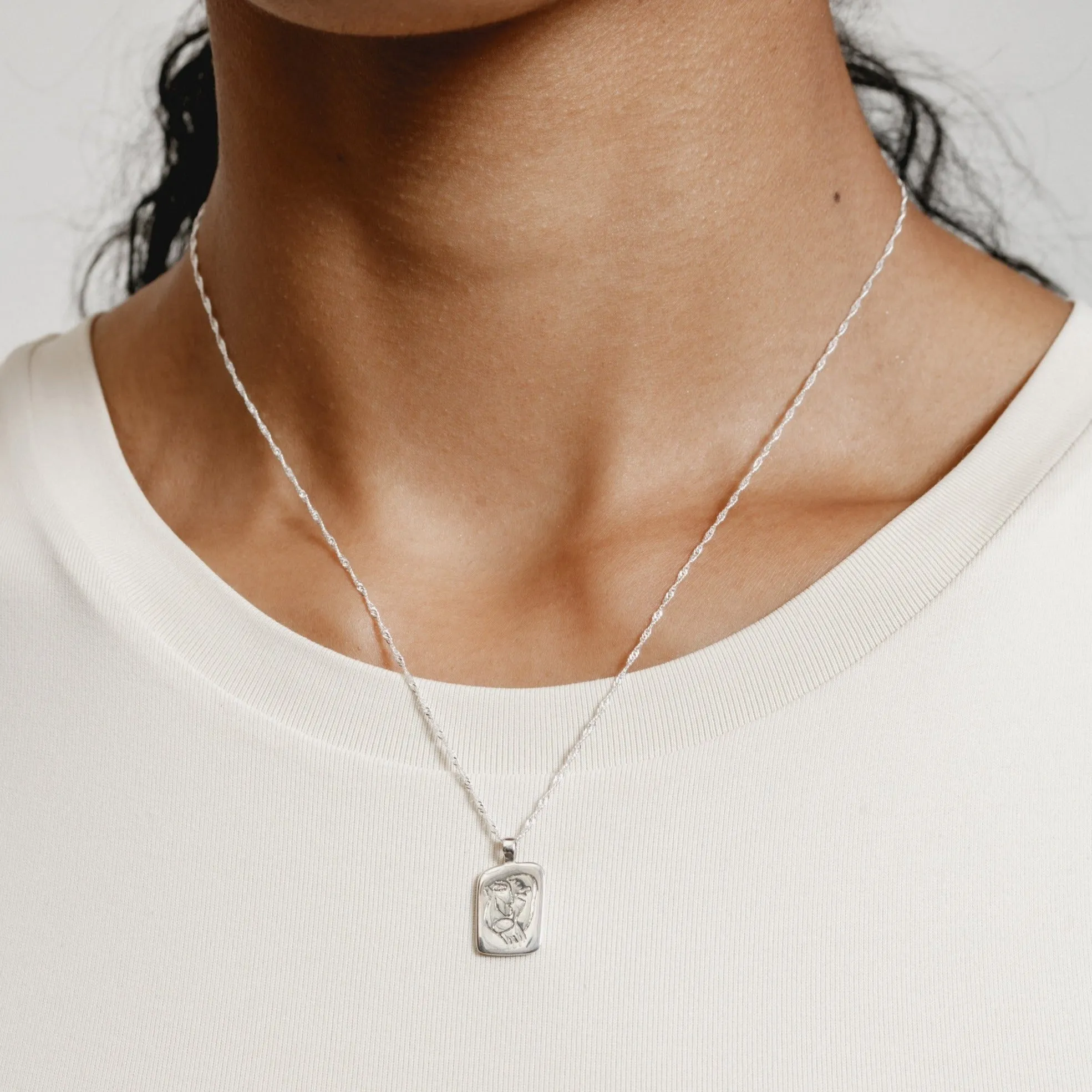 18" Rectangle Face Pendant (Silver)