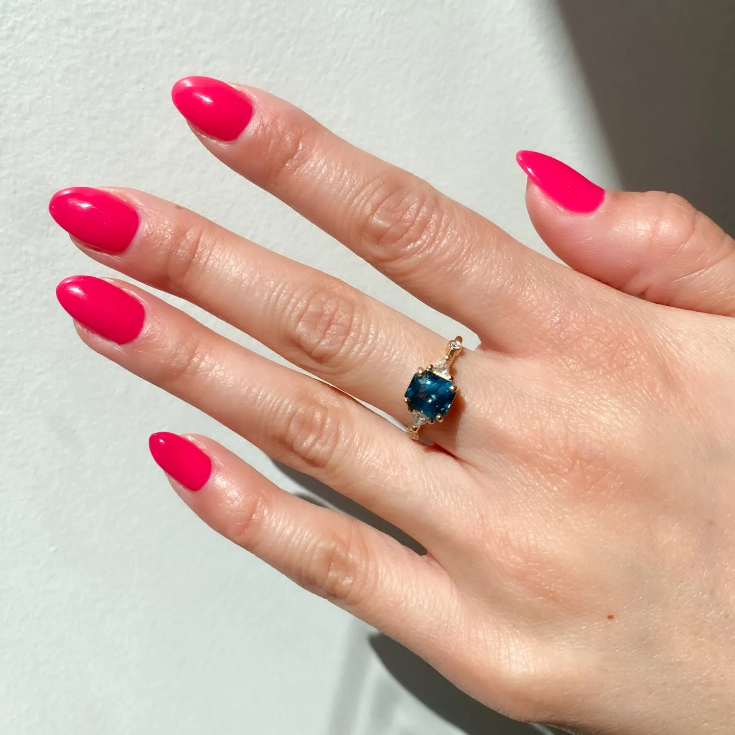 2.24 ct Teal Radiant Sapphire Scarlett Ring