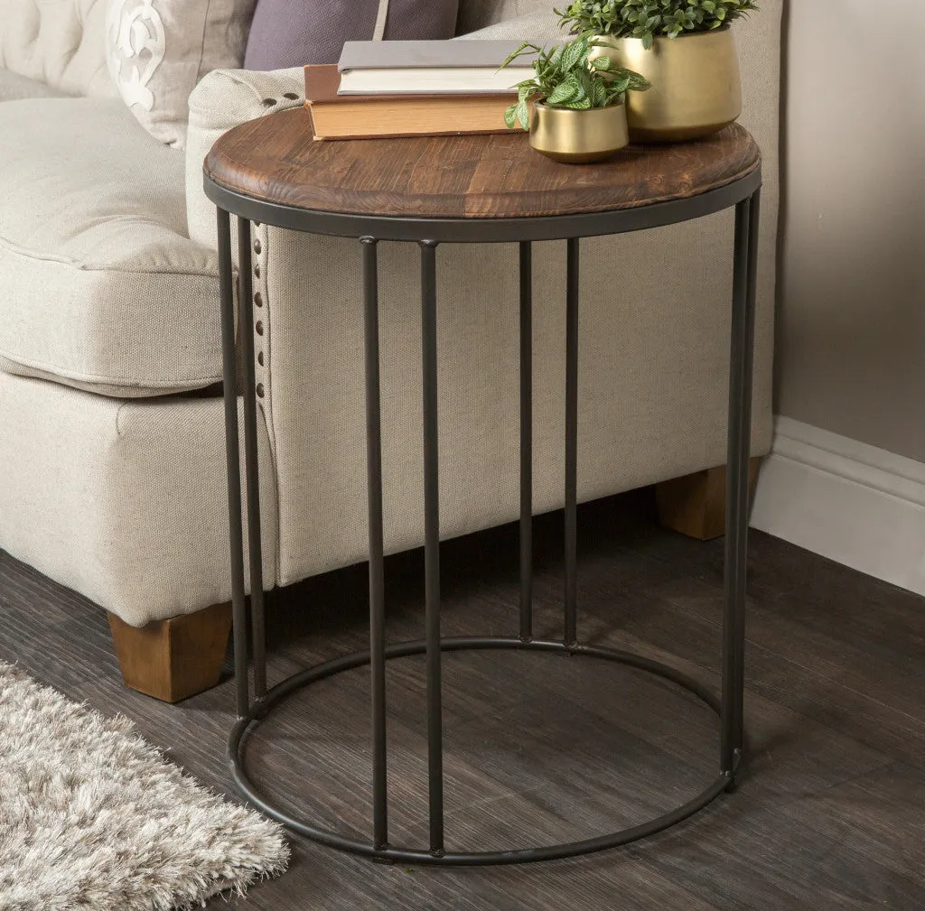 24" Black Solid Wood Round End Table By Homeroots