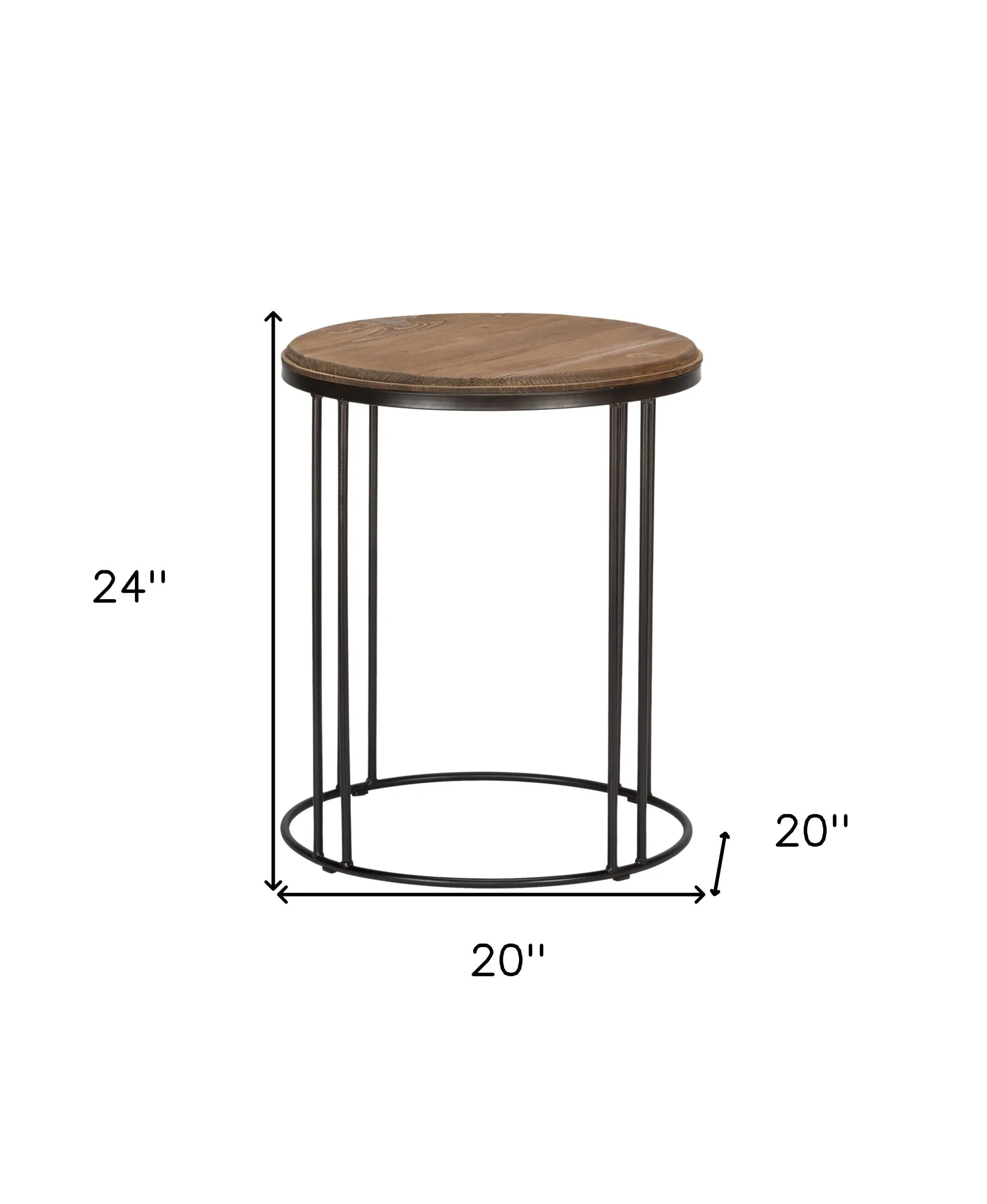 24" Black Solid Wood Round End Table By Homeroots