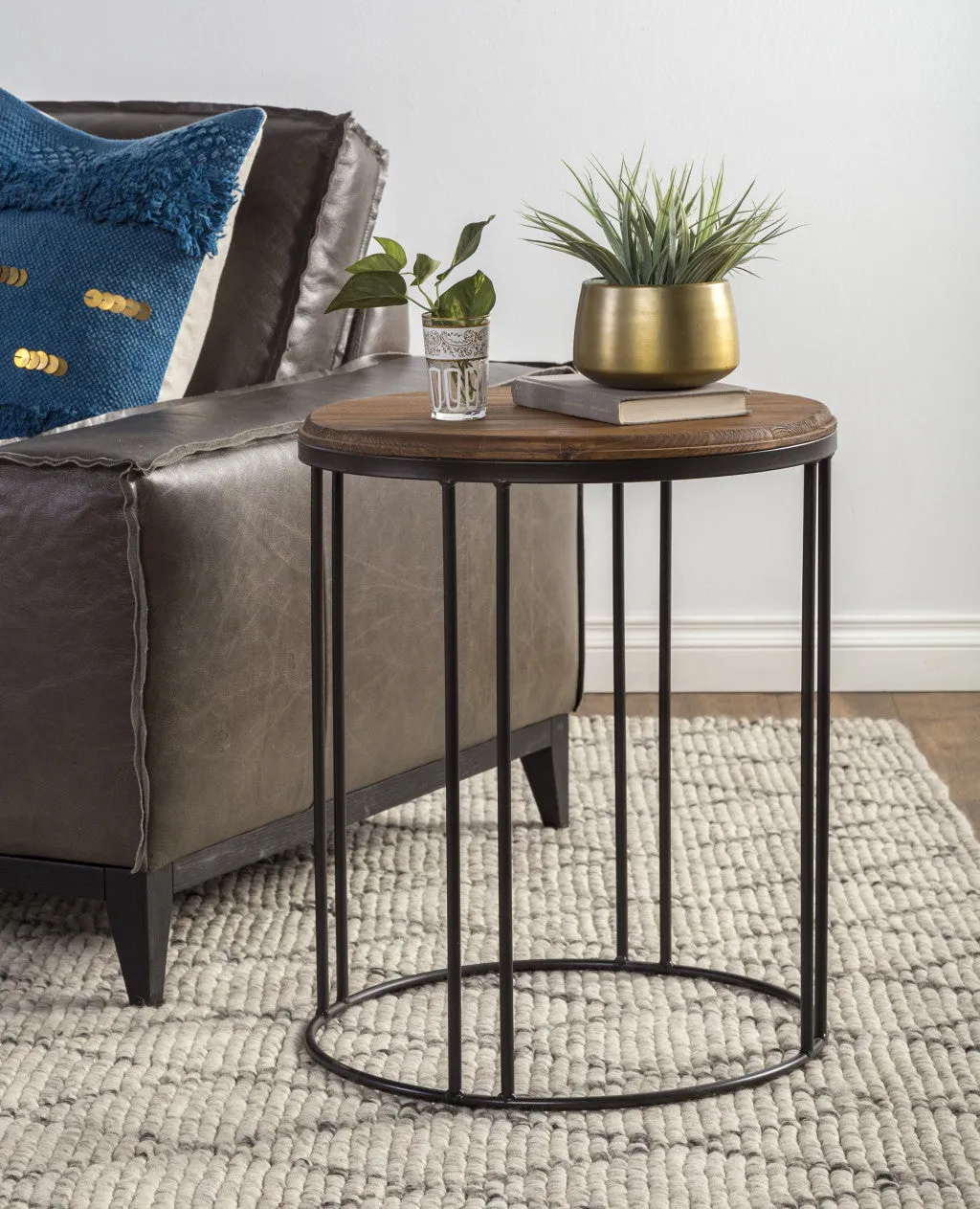 24" Black Solid Wood Round End Table By Homeroots