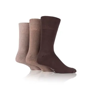 3 Pairs Non Binding Socks for Men in Brown Mix