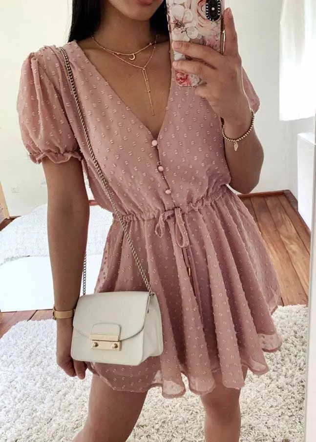 3d Embroidery Chiffon Short Jumpsuit Long Sleeve Romper Shorts