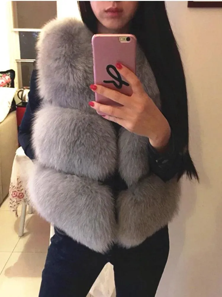 3XL Warm Fox Fur Vest