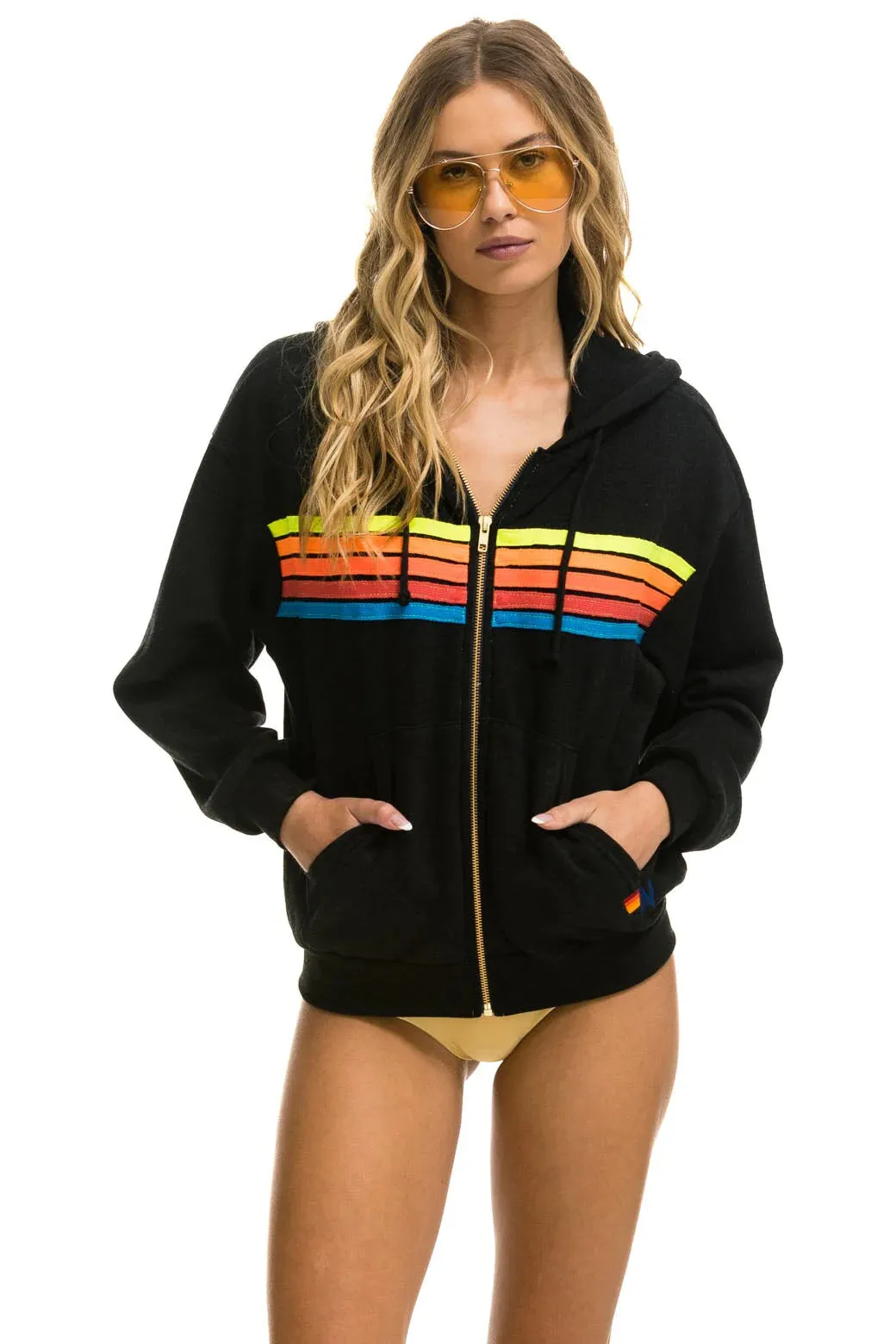 5 Stripe Relaxed Zip Hoodie