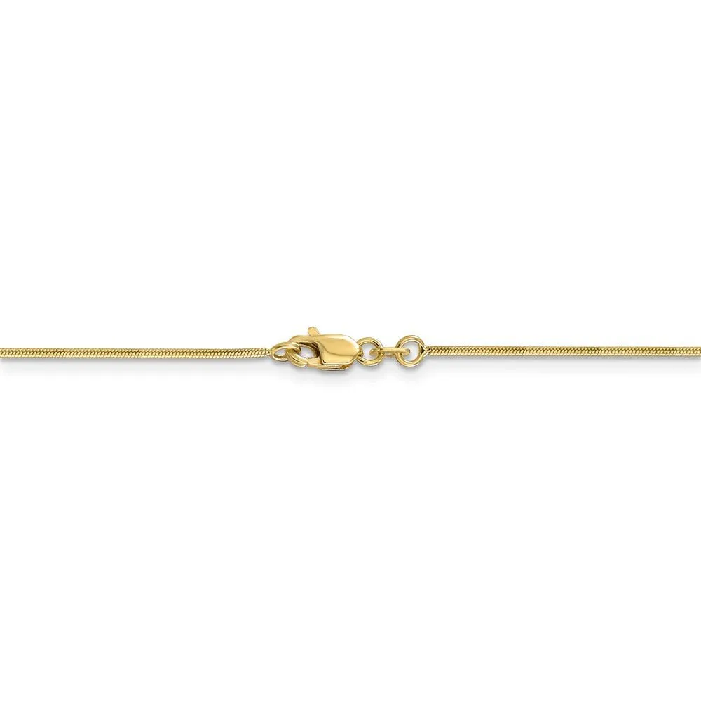 .90mm, 10 Karat Yellow Gold, Round Snake Chain - 20 inch