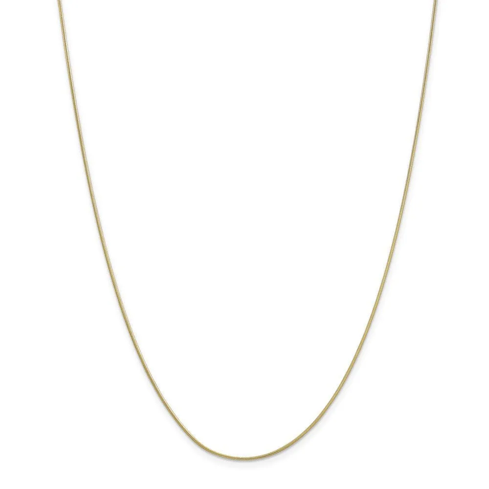 .90mm, 10 Karat Yellow Gold, Round Snake Chain - 20 inch