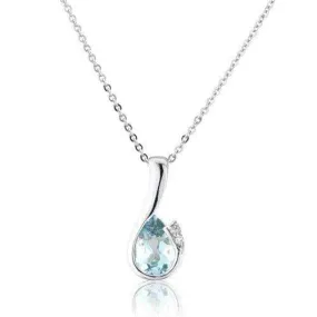 9ct White Gold Aquamarine Pendant on Chain - MMCH038-6WDAQ