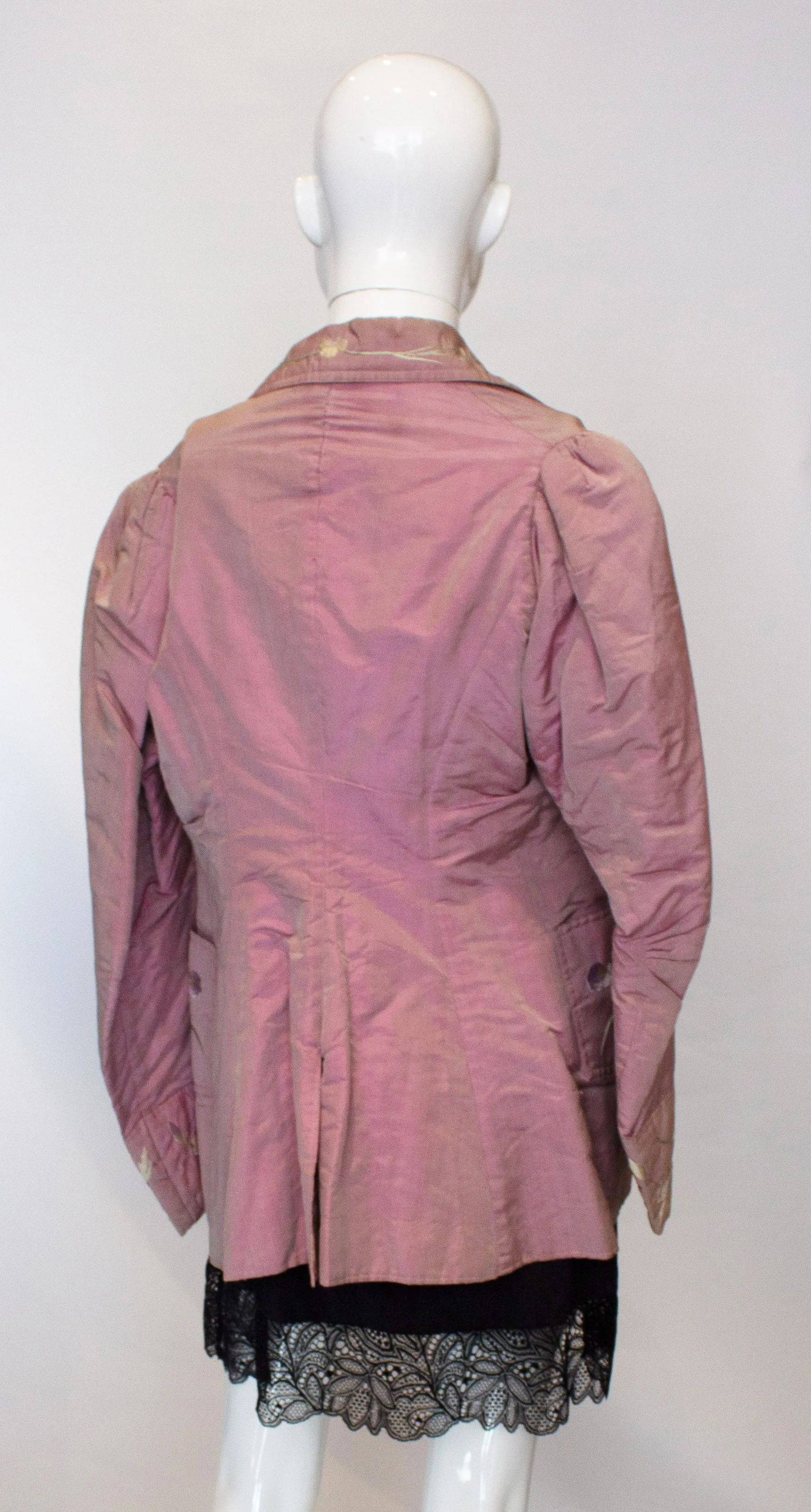 A Vintage 1970s Lilac Silk Jacket with Embroidery