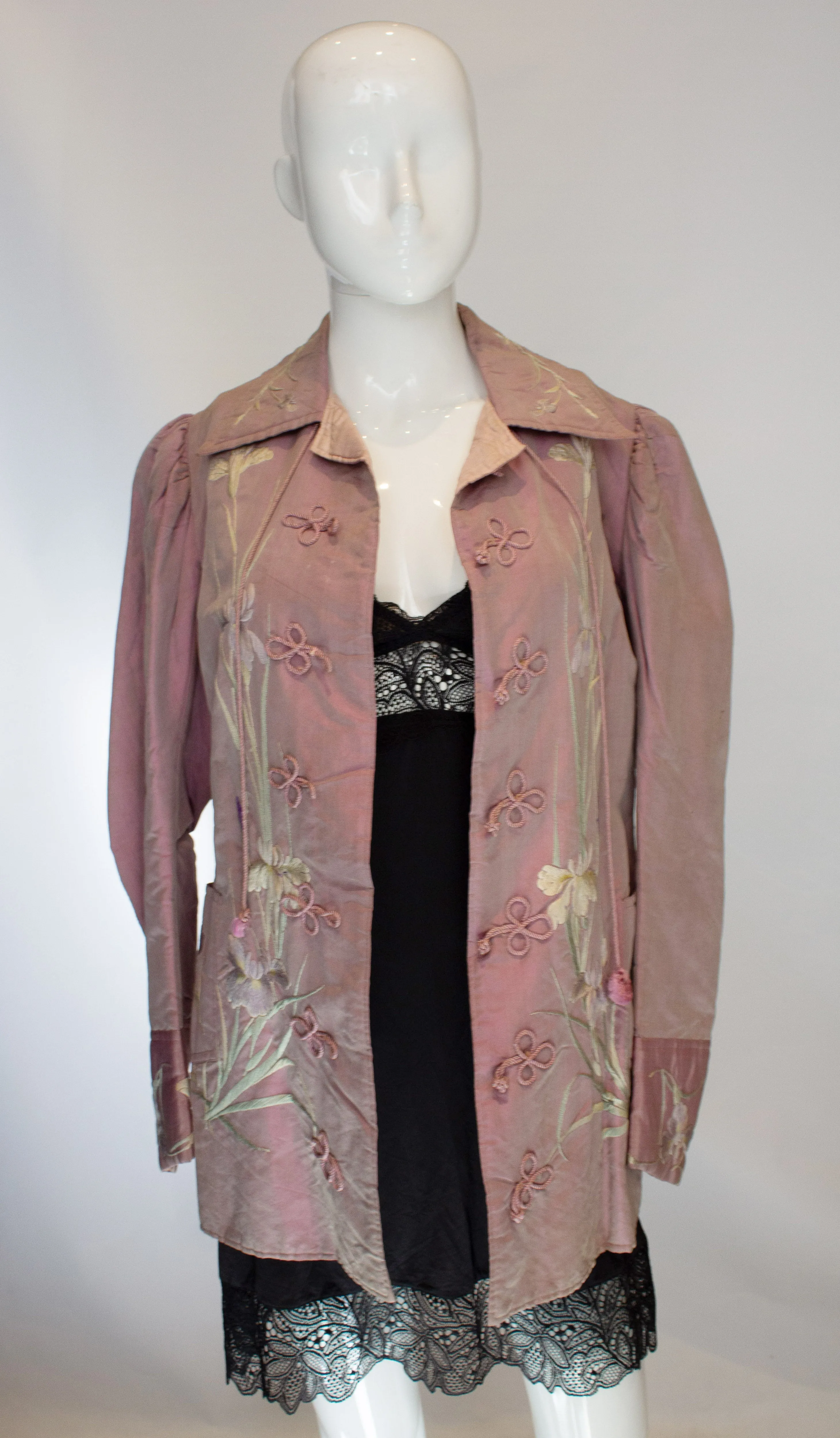 A Vintage 1970s Lilac Silk Jacket with Embroidery