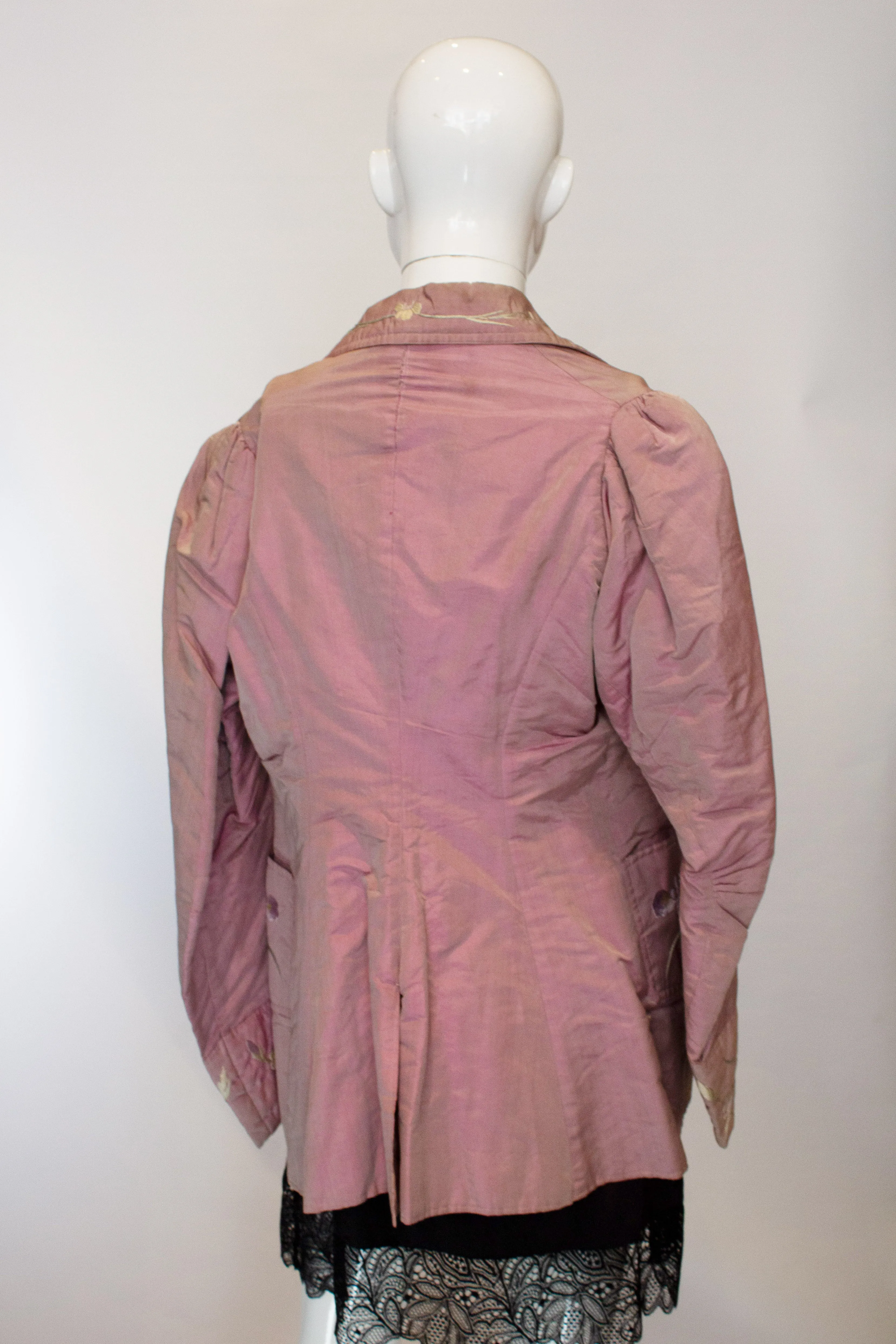 A Vintage 1970s Lilac Silk Jacket with Embroidery