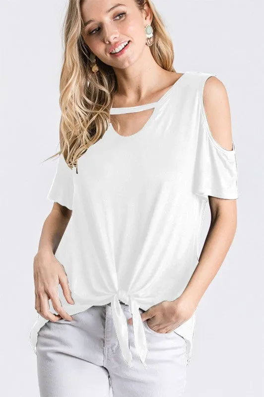 #A127 Angel Glow Cold Shoulder Top