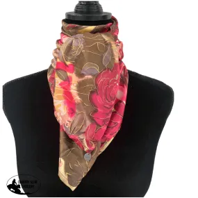 A8017 - SILK Pink Roses Rawhide Wild Rag Cowboy Scarf