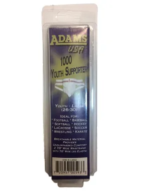 Adams USA 1000 YOUTH Boy's White Breathable Athletic Supporter (L)