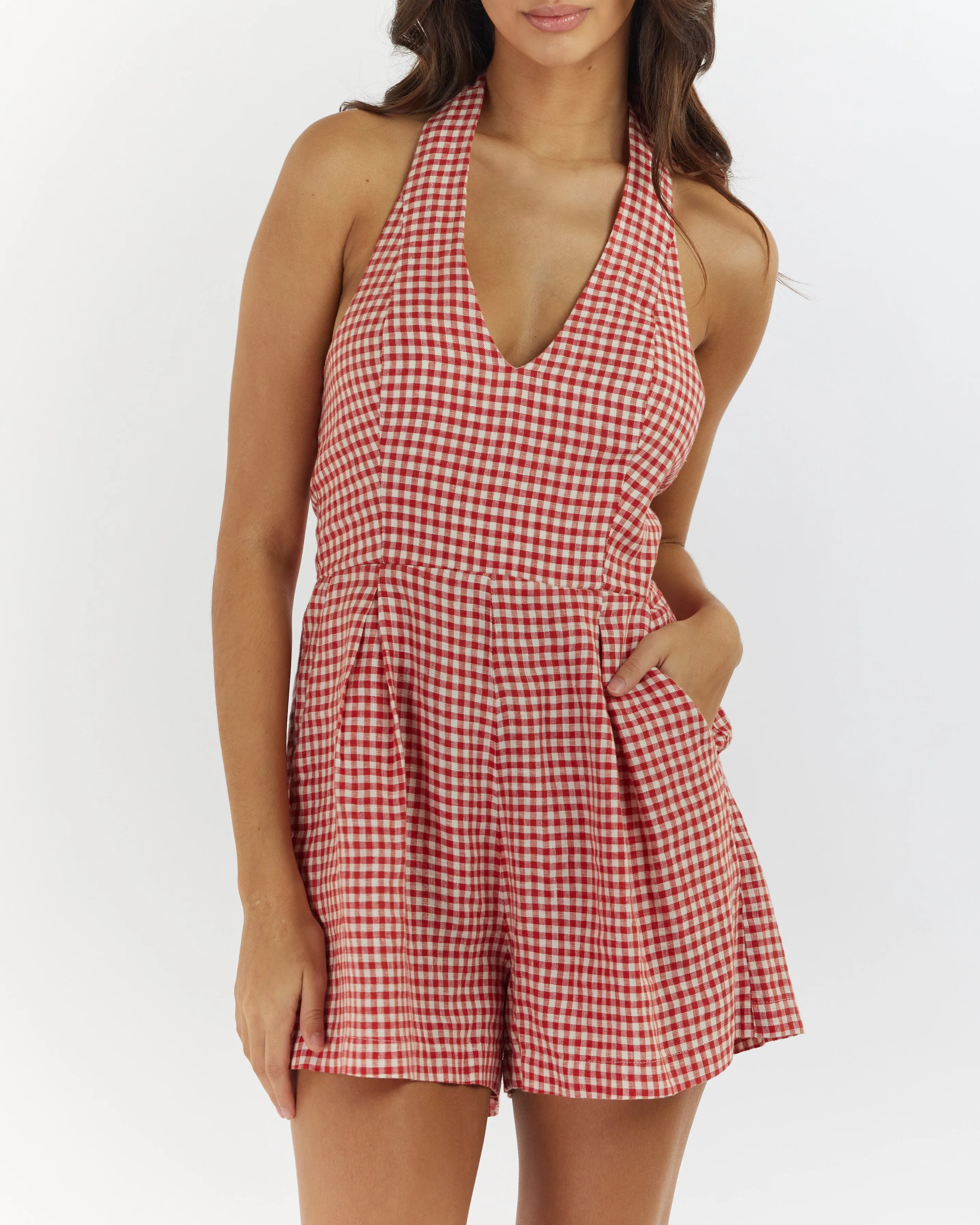 Adele Gingham Halter Playsuit