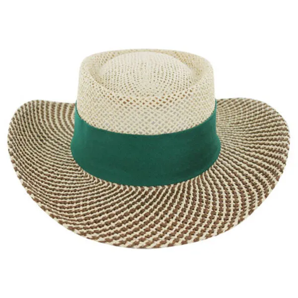 AHEAD Dark Green Straw Hat Gambler