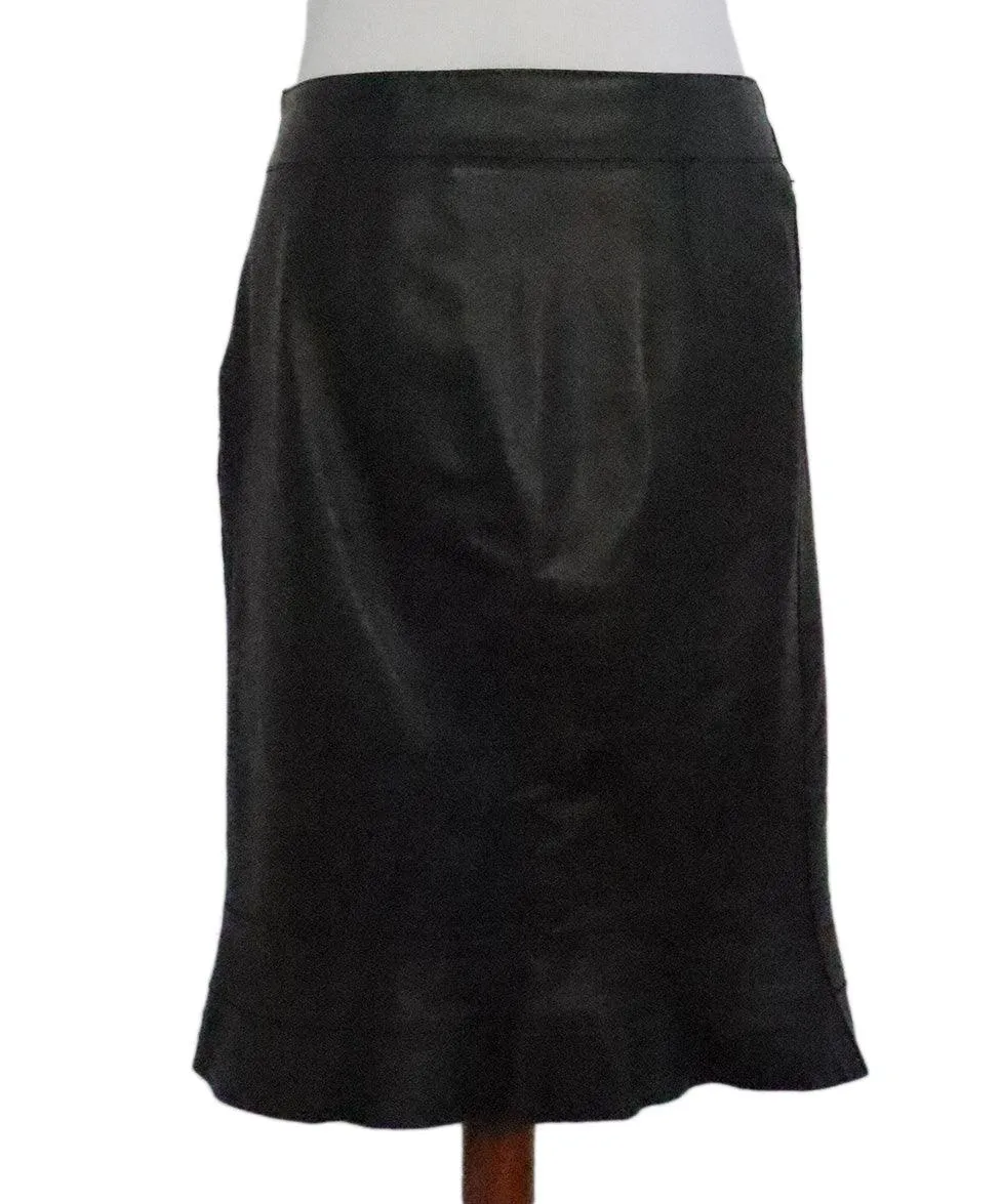 Akris Punto Black Leather Skirt sz 8