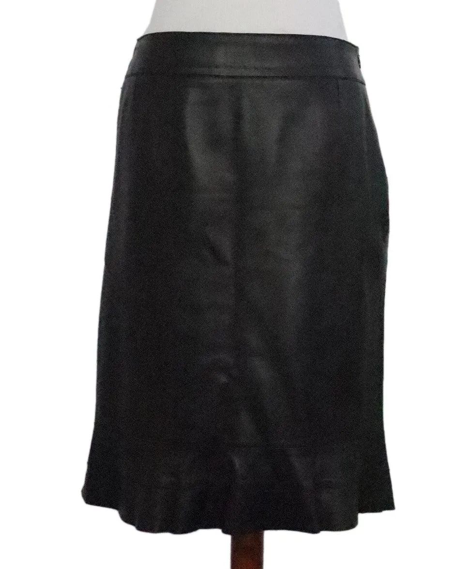 Akris Punto Black Leather Skirt sz 8