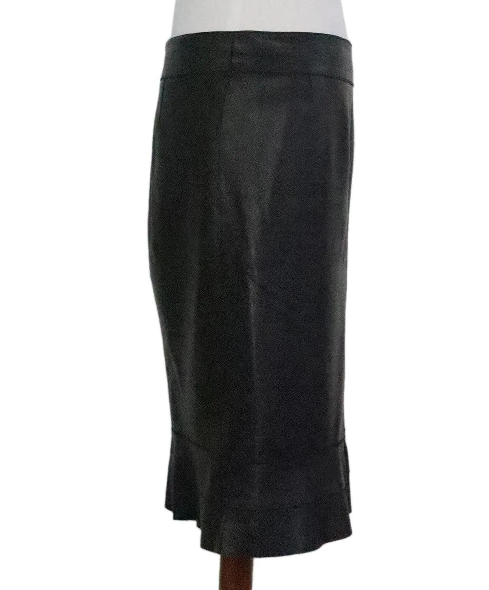 Akris Punto Black Leather Skirt sz 8