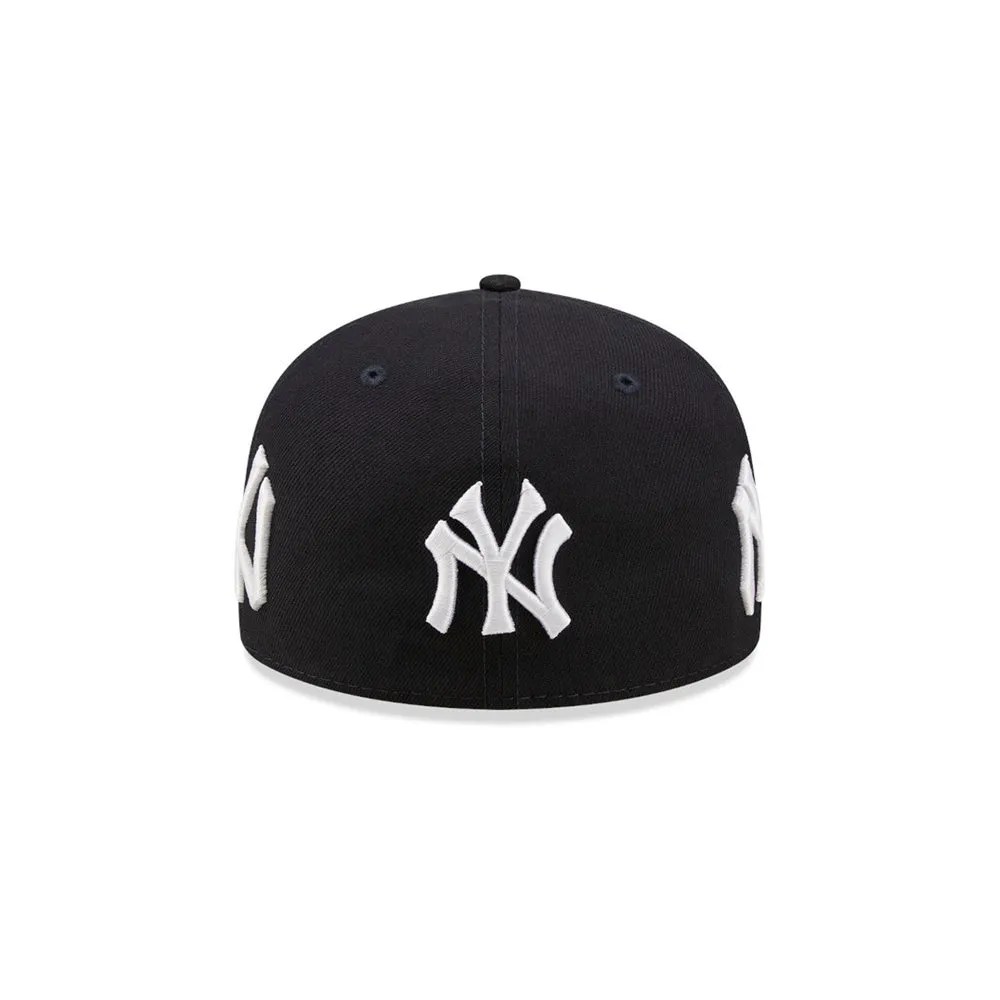 All Over Logo 59FIFTY New York Yankees Low Profile Fitted (Navy)