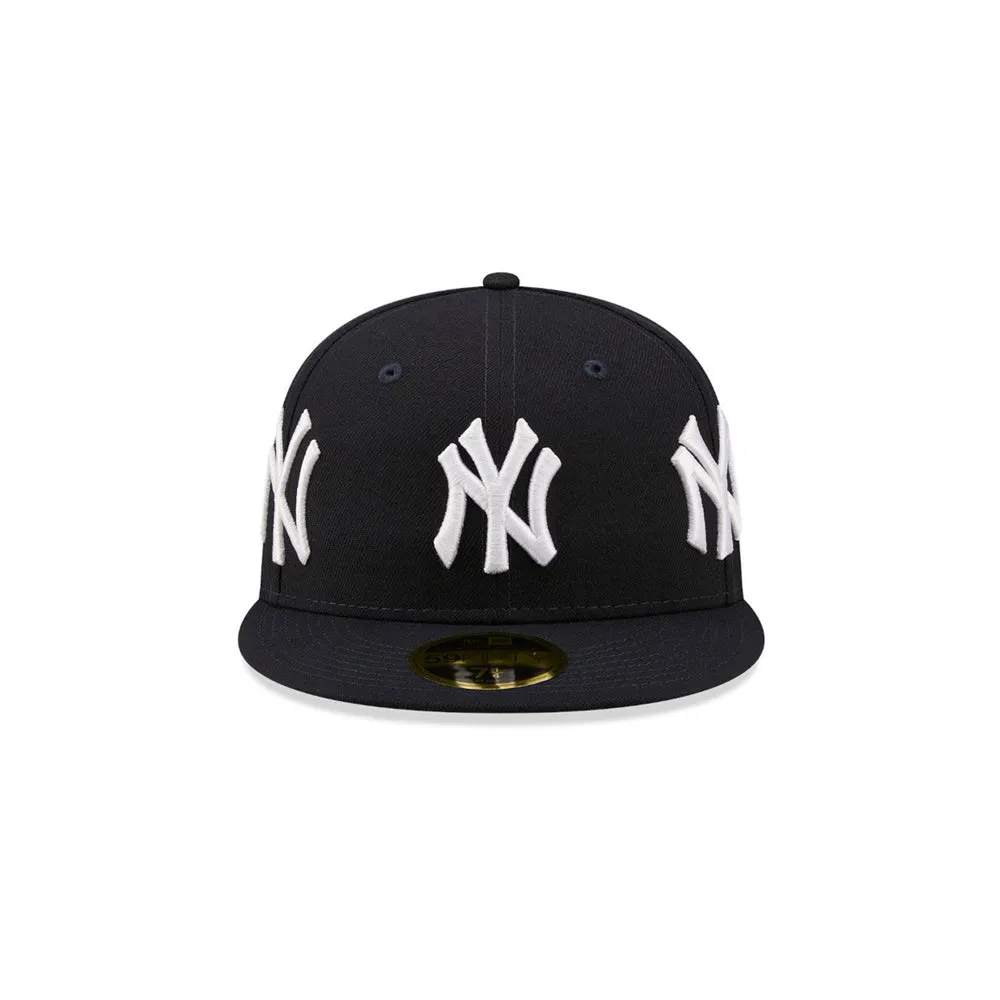 All Over Logo 59FIFTY New York Yankees Low Profile Fitted (Navy)