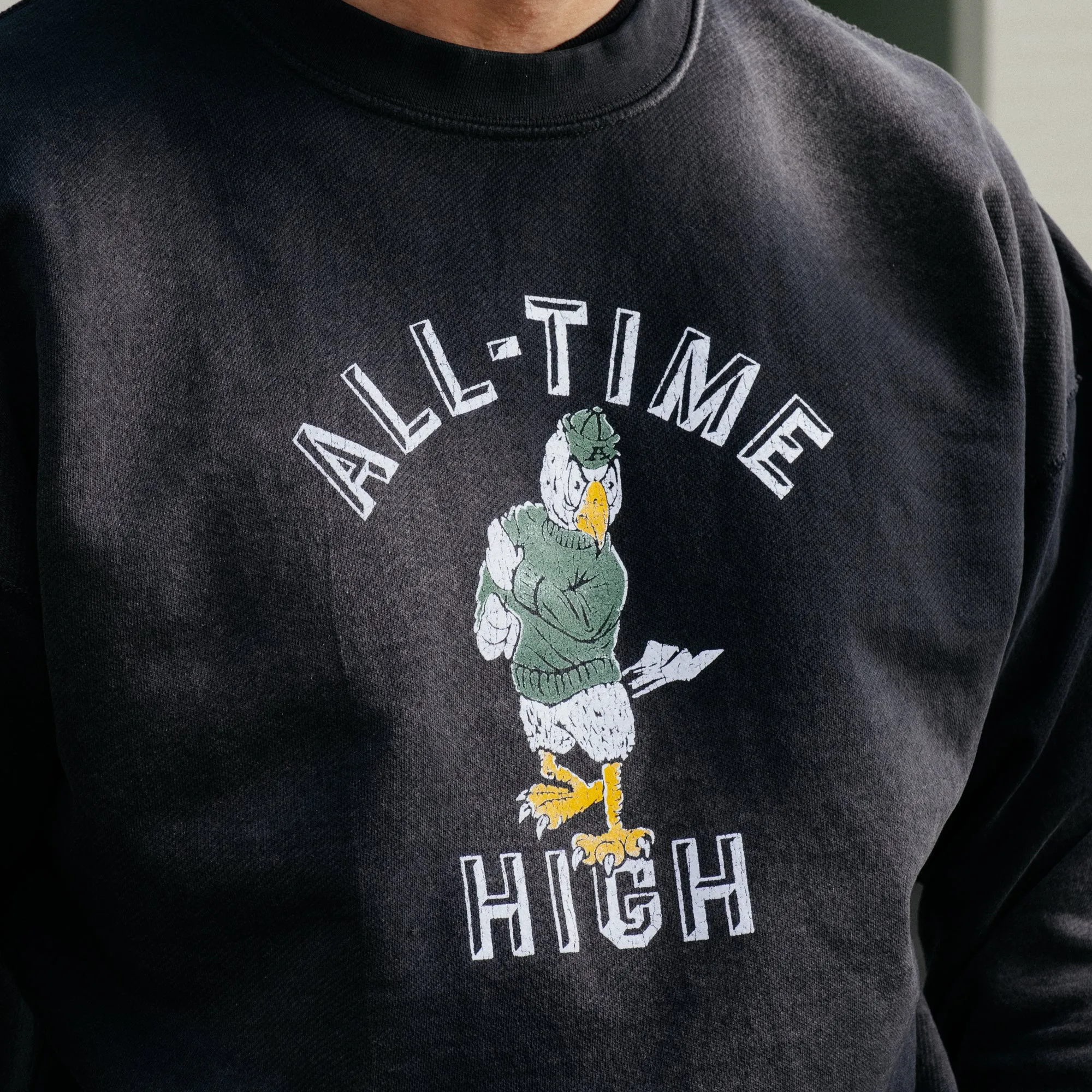 All-Time High Flocked Eagle Crewneck Ash