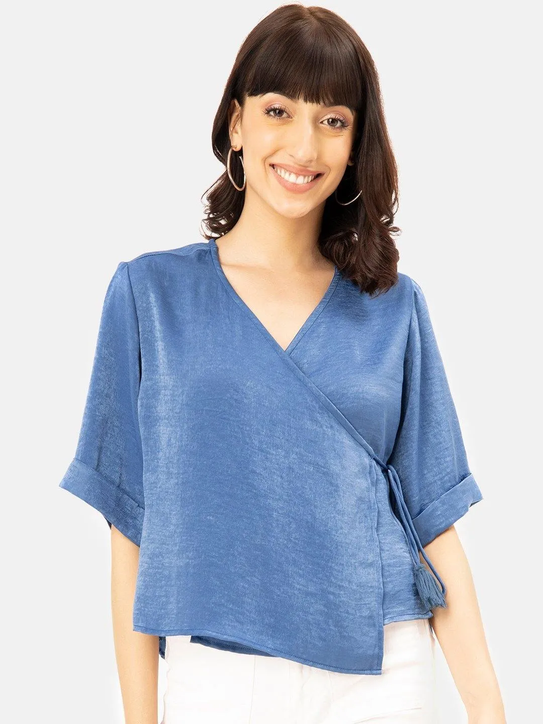 Allura Blue Satin Solid Top