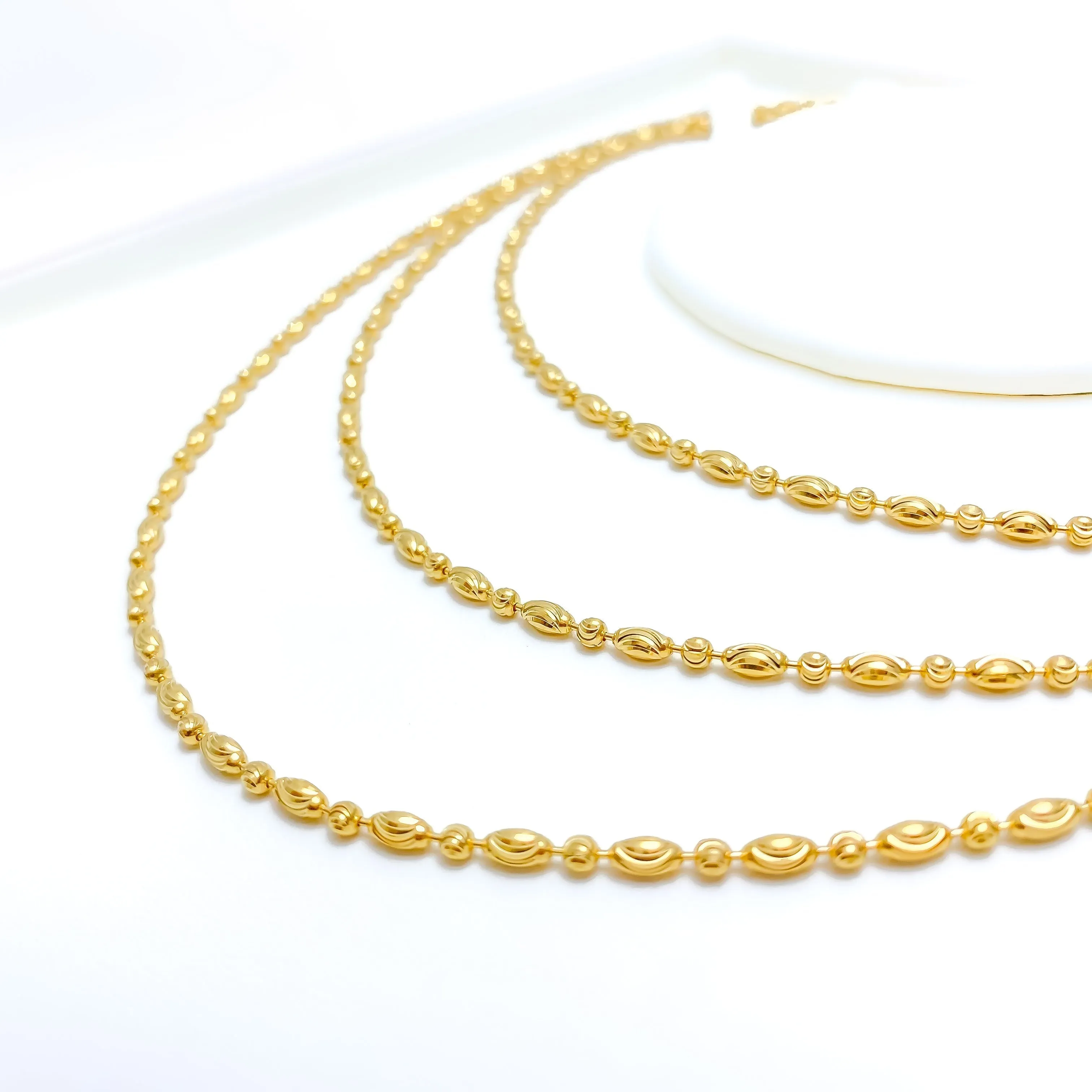 Alternating Wavy 22k Gold Chain - 16"