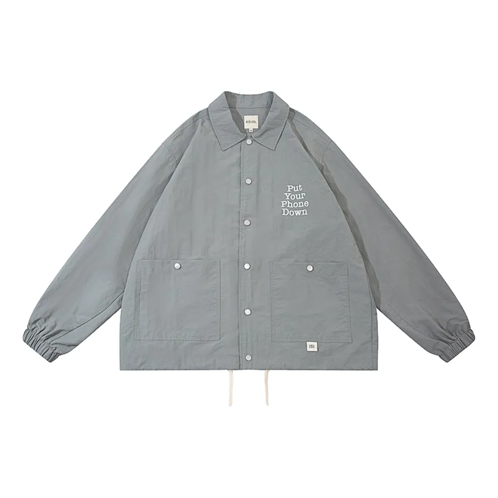 A[S]USL PHONE DOWN COACH JACKET-GREY