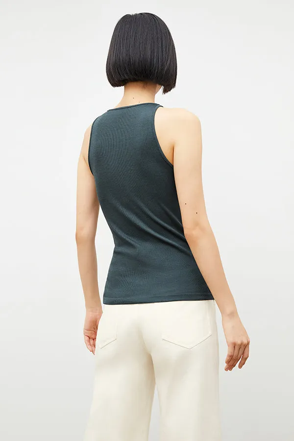 Aubry Top - Ribbed Silk Jersey :: Deep Sea