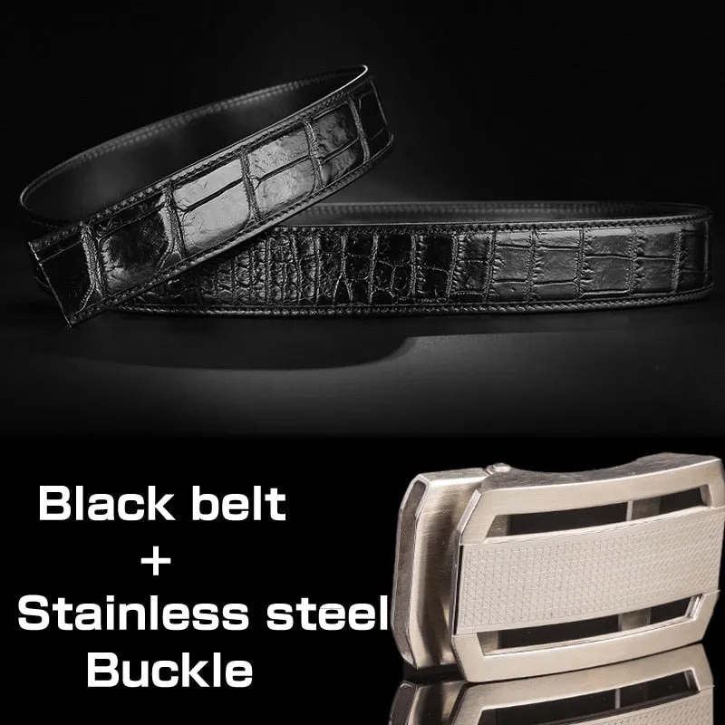 Automatic Genuine Crocodile Leather Belts Without Buckle for Men