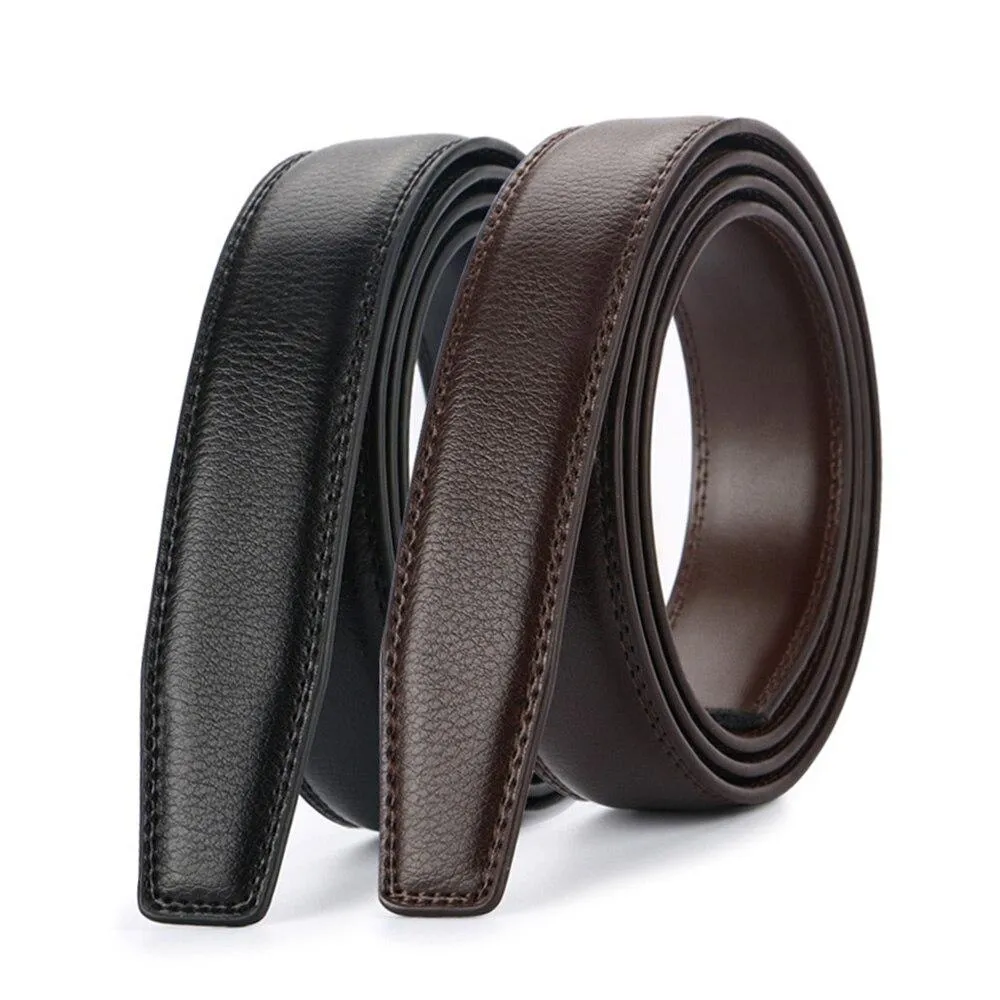 Automatic Men's 3.1cm Width Genuine Leather Belt Strip Only without Buckle