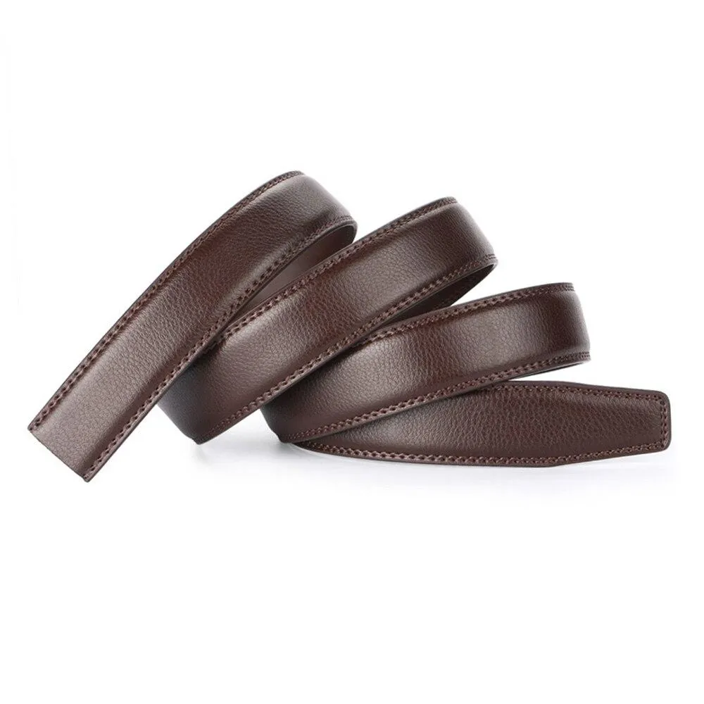 Automatic Men's 3.1cm Width Genuine Leather Belt Strip Only without Buckle